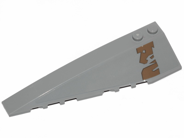 Lego Wedge 10 x 3 Left with Dark Tan Tattered Stripe Pattern (Sticker) - Set 75292 / Light Bluish Gray