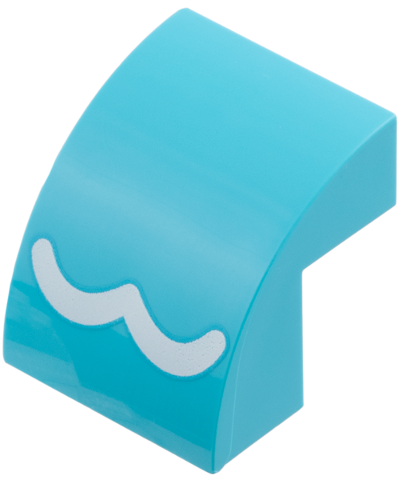 Lego Slope, Curved 2 x 2 x 1 2/3 with White 'w' Wave Pattern (Pokémon Quaxly Hair)