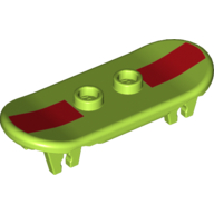 Lego Sports Skateboard with Trolley Wheel Holders with Dark Red Stripe Print / Lime