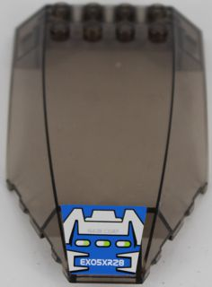 Lego Windscreen 10 x 6 x 2 Curved with 'EXO5XR28' Pattern (Sticker) - Set 8118 / Trans-Brown