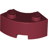 Lego Brick Round Corner 2 x 2 Macaroni with Stud Notch and Reinforced Underside [New Style] / Dark Red