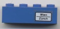 Lego Brick 1 x 4 with 'Wien - Zürich' Pattern (Sticker) - Set 7710/7818