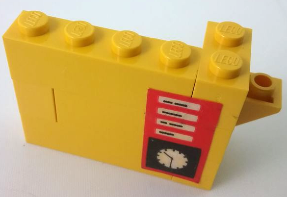 Lego Stickered Assembly 6 x 2 x 3 with Black Clock on Red Background Pattern (Sticker) - Set 6383