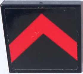 Lego Tile 2 x 2 with Red Chevron/Arrow on Black Background Pattern (Sticker) - Set 70915