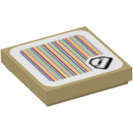 Lego Tile Special 2 x 2 Inverted with Cake and Barcode Print (Sticker) / Tan
