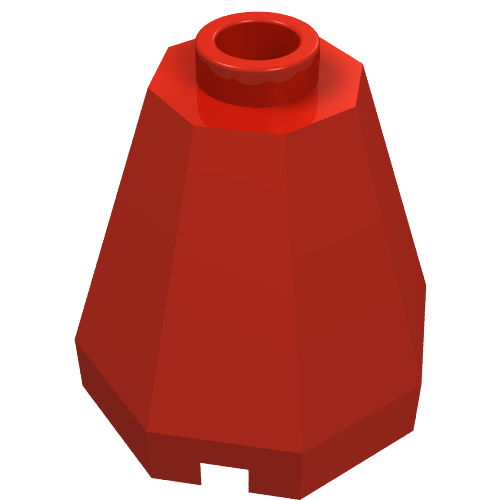 Lego Cone 2 x 2 x 1 2/3 Octagonal, Open Stud / Red