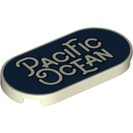 Lego Tile Round 2 x 4 with 'Pacific Ocean' on Dark Blue Background Print