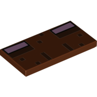Lego Tile 2 x 4 with Dark Brown Pixels, Bright Pink Eyes Print / Reddish Brown