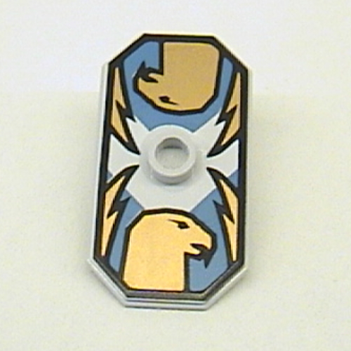 Lego Shield Rectangular with Stud, Knights Kingdom Jayko Hawk Print / Very Light Bluish Gray