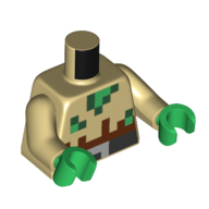 Lego Torso Pixelated Dark Green and Green Squares, Belt Print, Tan Arms, Green Hands / Tan