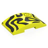 Lego Brick Curved 4 x 6 Double, 2 x 4 Cutout with Black Shapes, Minifig Head Print / Vibrant Yellow
