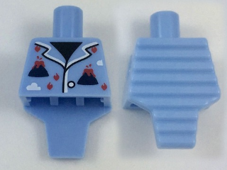 Lego Torso, Modified Short with Ridged Armor with Volcano Pajamas Pattern