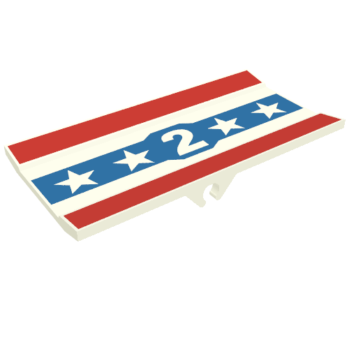Lego Hinge Panel 6 x 3 with '2', Red & Blue Stripes with Stars Print