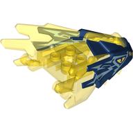 Lego Creature Body Part, Dragon Head Upper Jaw with Spikes with Trans-Yellow Pattern, Metal Blue Markings, Bright Light Yellow Eye Print