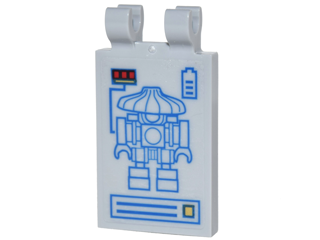 Lego Tile, Modified 2 x 3 with 2 Clips with Diagram of Sweep the Robot with Power Controls and Battery Indicator Pattern (Sticker) - Set 70620 / Light Bluish Gray