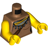Lego Torso Vest, Sand Blue Handkerchief, Reddish Brown Bag Strap print, Yellow Arms and Hands / Medium Nougat