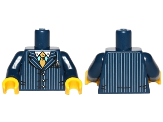 Lego Torso Suit Pinstripe Jacket and Gold Tie Pattern / Dark Blue Arms / Yellow Hands