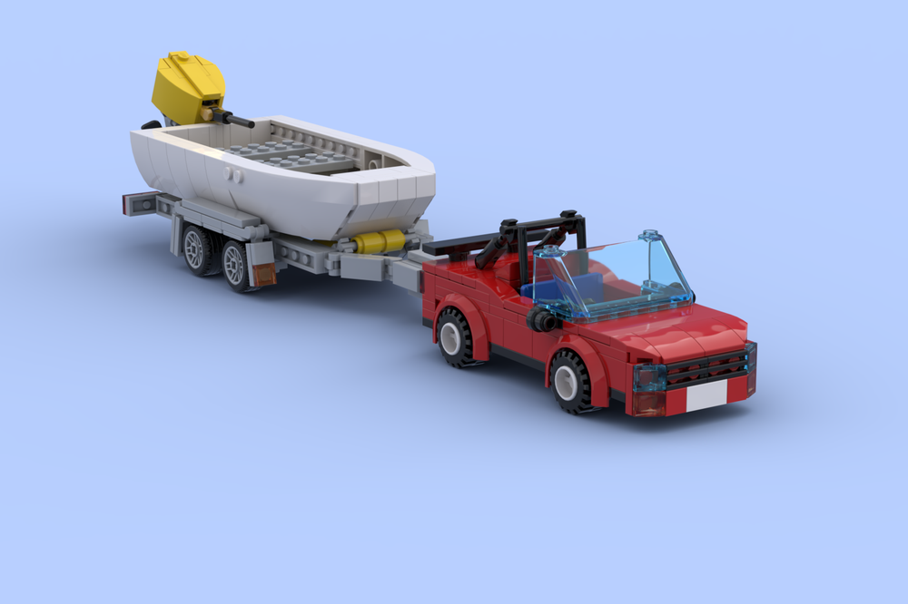 Lego tinny (small boat) with sports car