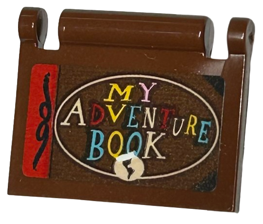 Lego Minifigure, Utensil Book Cover with Multicolored 'MY ADVENTURE BOOK', Red Spine and Light Nougat Oval Pattern (Sticker) - Set 43217 / Reddish Brown