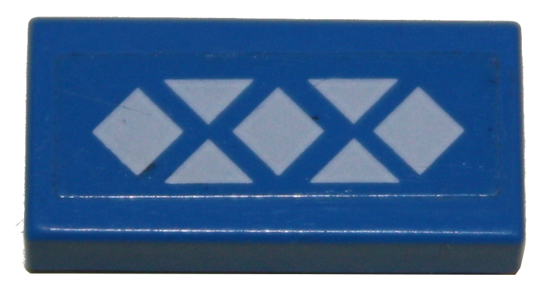 Lego Tile 1 x 2 with White Diamonds and Triangles Pattern (Sticker) - Set 7675