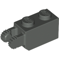 Lego Hinge Brick 1 x 2 Locking with 2 Fingers Vertical End, 9 Teeth / Dark Gray