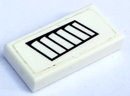 Lego Tile 1 x 2 with Black Air Vent Grille Pattern Model Right Side (Sticker) - Set 75873 / White