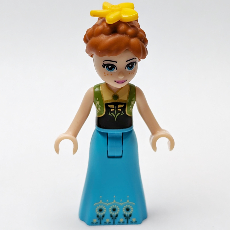 Lego Anna - Lime Vest, Medium Azure Dress, Braids, Flower