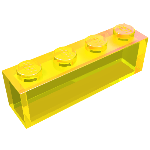 Lego Brick 1 x 4 without Bottom Tubes / Trans-Yellow