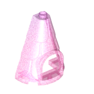 Lego Tower Roof 2 x 4 x 4 Half Cone Shaped with Roof Tiles and Window / Opal Trans-Dark Pink