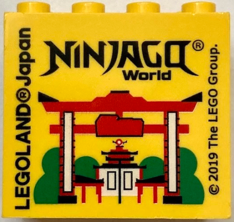 Lego Brick 2 x 4 x 3 with LEGOLAND Japan, 'NINJAGO World', and Torii Gate Pattern