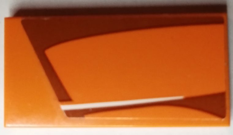 Lego Tile 2 x 4 with White Stripe and Dark Orange Pattern Model Left Side (Sticker) - Set 75880