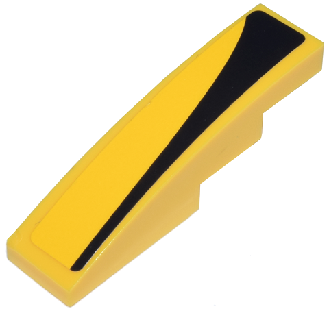 Lego Slope, Curved 4 x 1 with Black Hood Contour Pattern Model Right Side (Sticker) - Sets 8159 / 8160 / Yellow