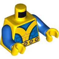 Lego Torso Muscles, Blue Neck and Sides Print (Hank Pym Giant Man), Blue Arms, Yellow Hands / Yellow