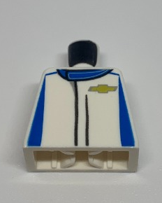 Lego Torso Speed Champions Jumpsuit with Blue Markings and Chevrolet Logo Pattern / White