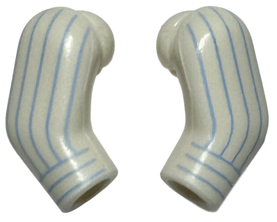 Lego Arm, (Matching Left and Right) Pair with Medium Blue Pinstripes, Cuffs Pattern / White