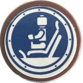 Lego Tile, Round 2 x 2 with Bottom Stud Holder with White Minifigure on Seat in Blue Jurassic World Gyrosphere Pattern (Sticker) - Set 75941