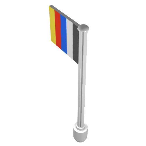 Lego Flag on Flagpole, Straight with Stripes Print / White