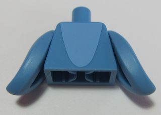 Lego Torso Bright Light Blue Parabola Shaped Center Panel Pattern (Shark Suit) / Medium Blue Fins