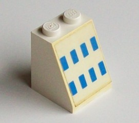 Lego Slope 65 2 x 2 x 2 without Bottom Tube with Ferry Windows Blue Pattern (Sticker) - Set 1658 / White