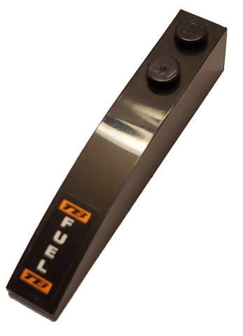 Lego Slope, Curved 6 x 1 with 2 Studs with 'TB FUEL TB' Pattern (Sticker) - Set 8051 / Black