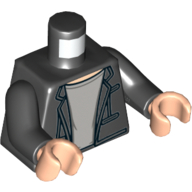 Lego Torso Jacket over Light Bluish Gray T-Shirt with Light Nougat Neck Print (Bruce Banner), Black Arms, Light Nougat Hands / Black