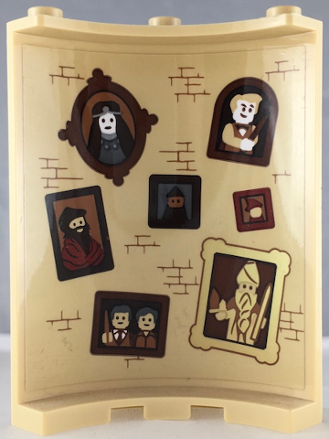Lego Cylinder Quarter 4 x 4 x 6 with Bricks and Seven Portraits Pattern on Inside (Sticker) - Set 71043