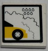 Lego Tile 2 x 2 with Car Wash Water Drops Pattern (Sticker) - Set 7993 / White