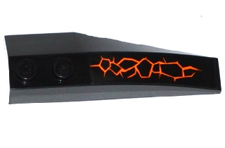Lego Wedge 6 x 2 Left with Orange Cracks Pattern (Sticker) - Set 70733 / Black