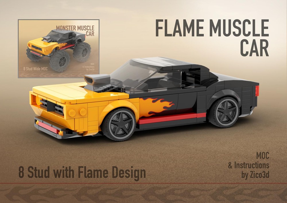 Lego 8 Stud Flame Muscle Car