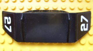 Lego Technic, Panel Car Spoiler 3 x 8 with Three Holes and White '27' on Black Background Pattern on Both Ends (Stickers) - Set 8490