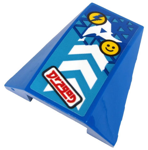 Lego Wedge 4 x 4 Triple Curved No Studs with Red 'Dragon', White Arrows, Yellow Smiley and Blue Lightning Bolt on Yellow Circle Pattern (Sticker) - Set 71711