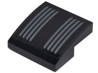 Lego Slope, Curved 2 x 2 x 2/3 with Dark Bluish Gray Vents Facing Left Pattern (Sticker) - Set 70911 / Black