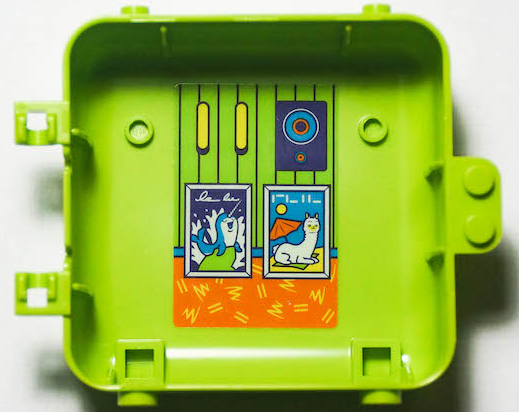 Lego Container, Box 3 x 8 x 6 2/3 Half Back with Speaker and Pictures of Narwhal and Llama on Beach Pattern (Sticker) - Set 41408