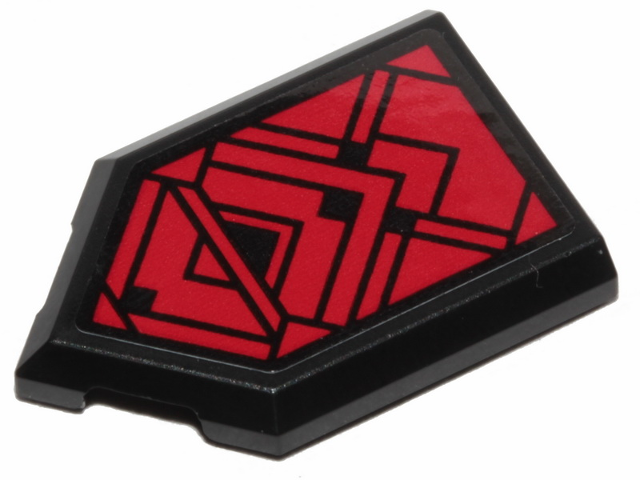 Lego Tile, Modified 2 x 3 Pentagonal with Red SW Sith Ornament Pattern (Sticker) - Set 75251 / Black